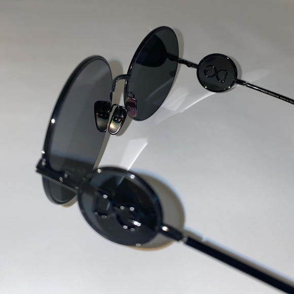 DOLCE & GABBANA Round Metal Sunglasses with DG Detail Brilliant Black NIB - Picture 8 of 13